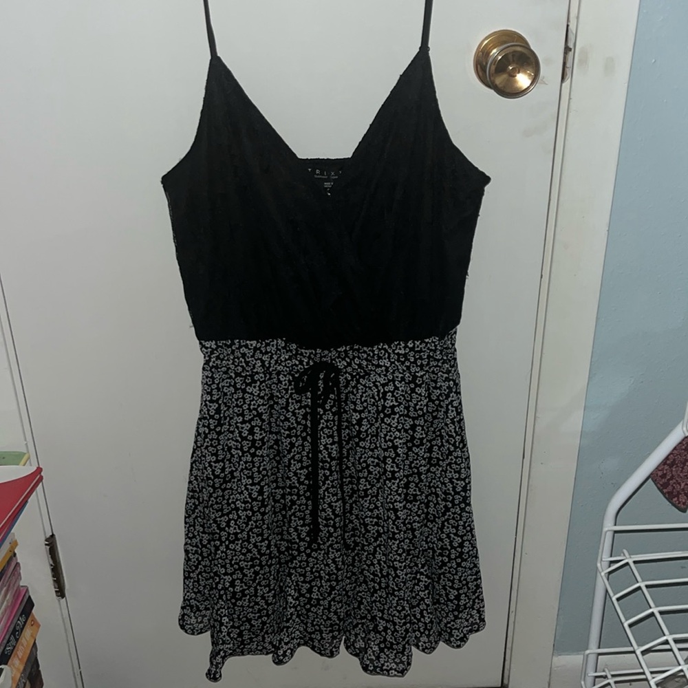 Two material dress with tiny straps.